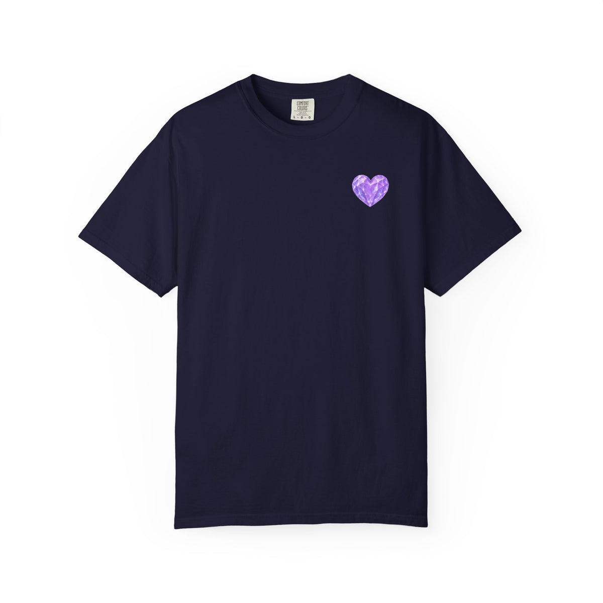 Violet Diamond Crystalline Heart T-Shirt — Purple Gem Graphic Tee