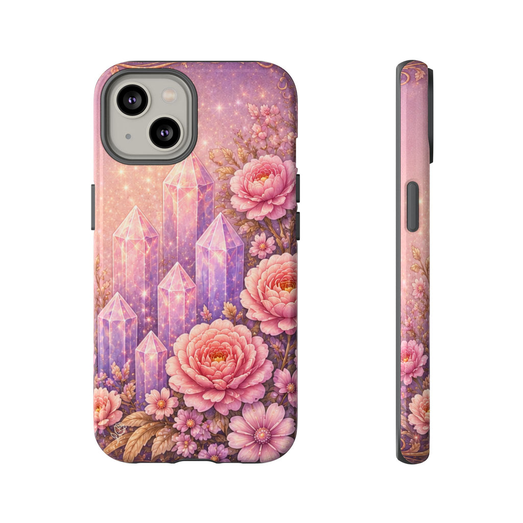Lilac Quartz Garden Phone Case — Pink Floral Gemstone iPhone Cover