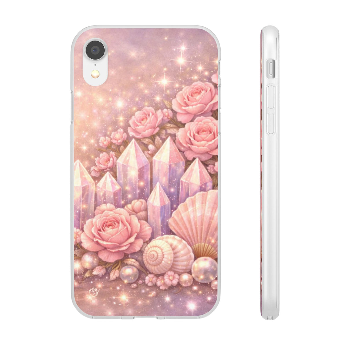 iPhone Case Lemurian Rose Crystal Garden — Sparkling Pastel Floral iPhone Cover