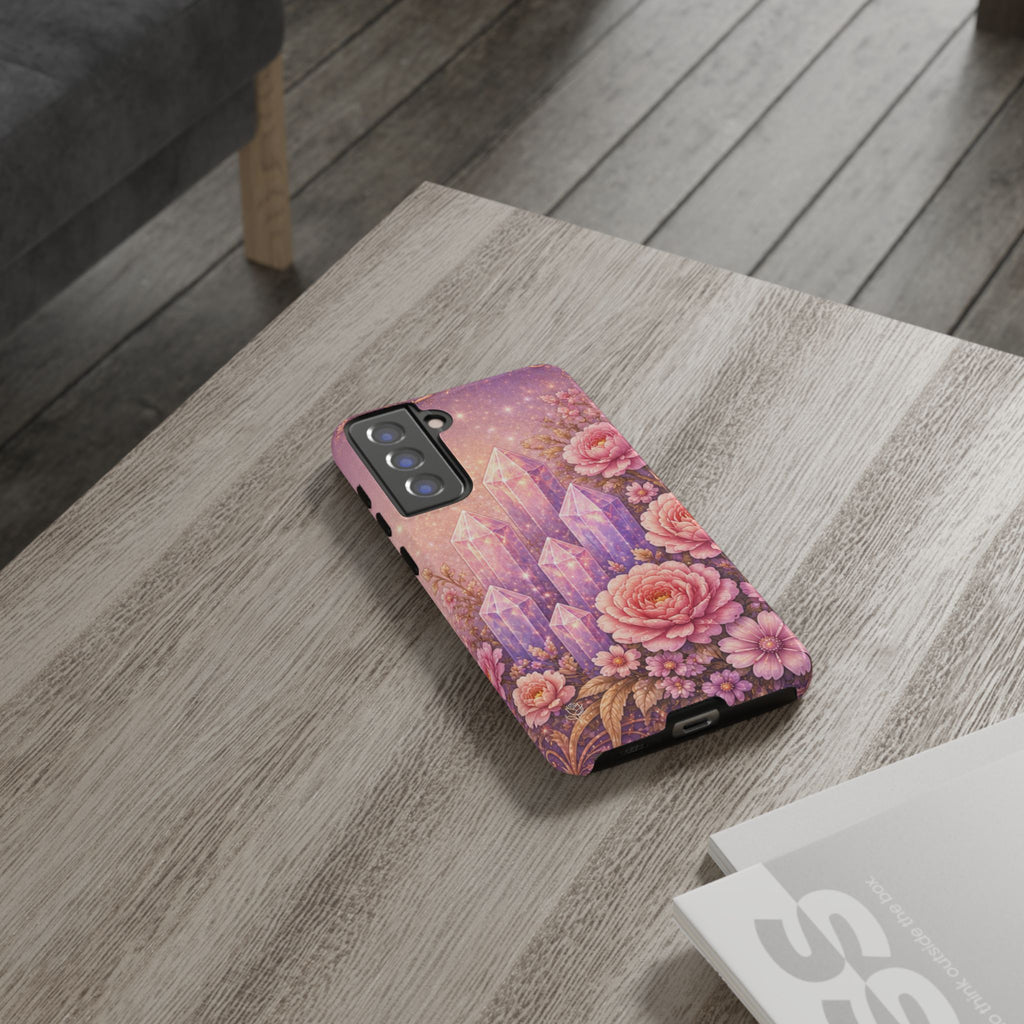 Samsung Galaxy Crystal Garden Phone Case — Pink Floral Crystal Phone Cover