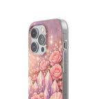 iPhone Case Lemurian Rose Crystal Garden — Sparkling Pastel Floral iPhone Cover