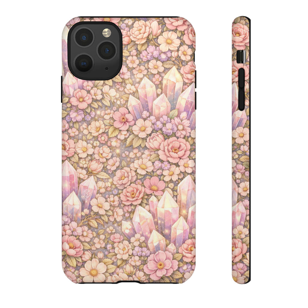 iPhone Case — Angelic Crystal Garden Phone Case — Pink Floral Quartz Protective Cover