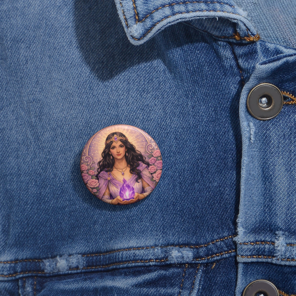 Master Portia Pin Button — Violet Flame Enamel Badge