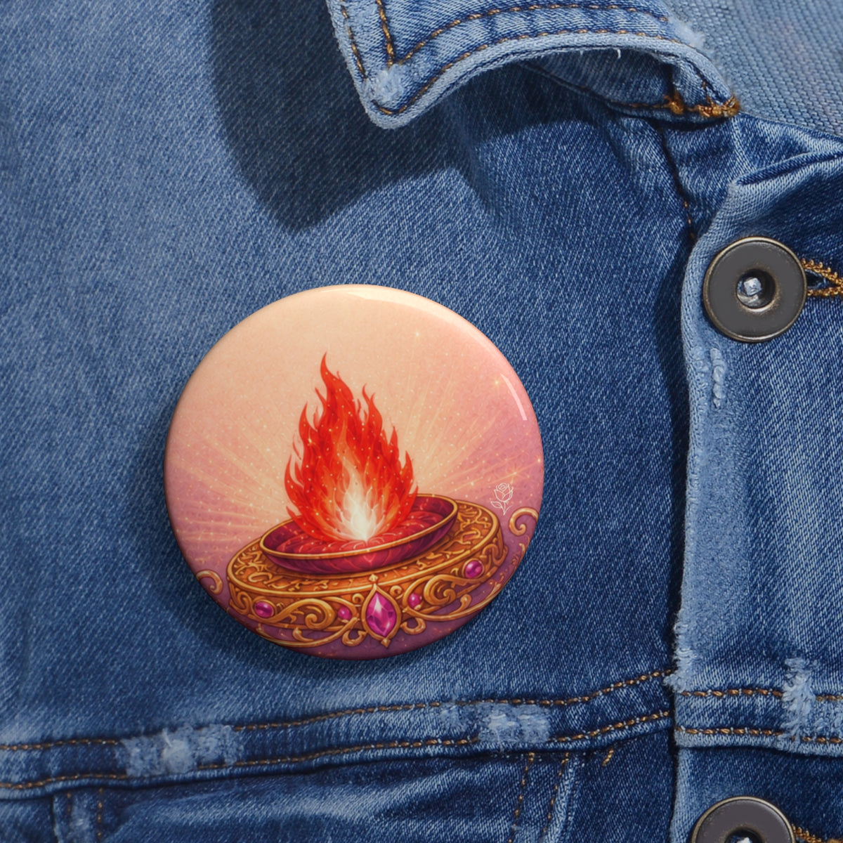 The Flame of Awakening Pin Button — Decorative Enamel-style Badge