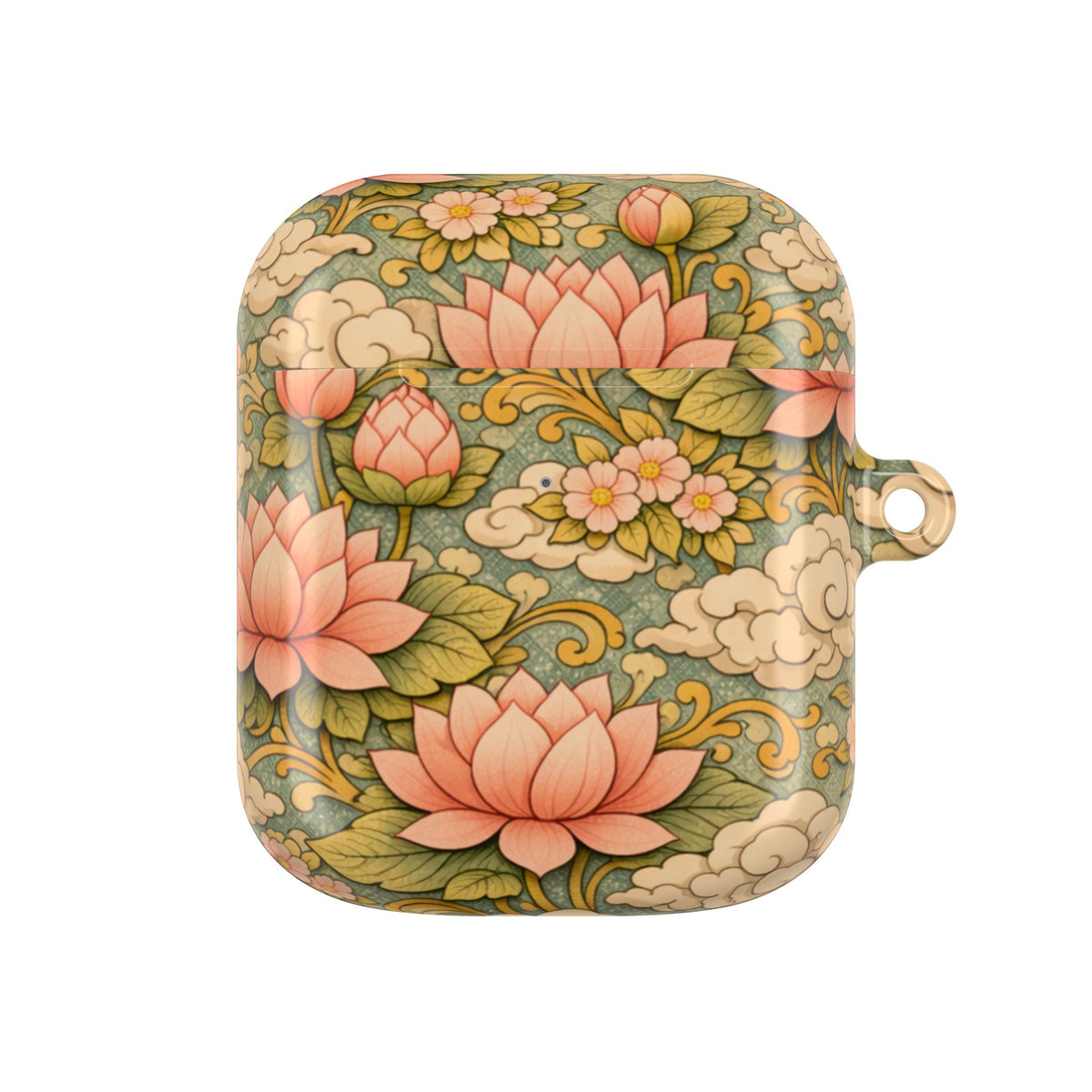 Bodhisattva Kwan Yin's Lotus AirPod Case — Vintage Botanical Pattern Protective Cover