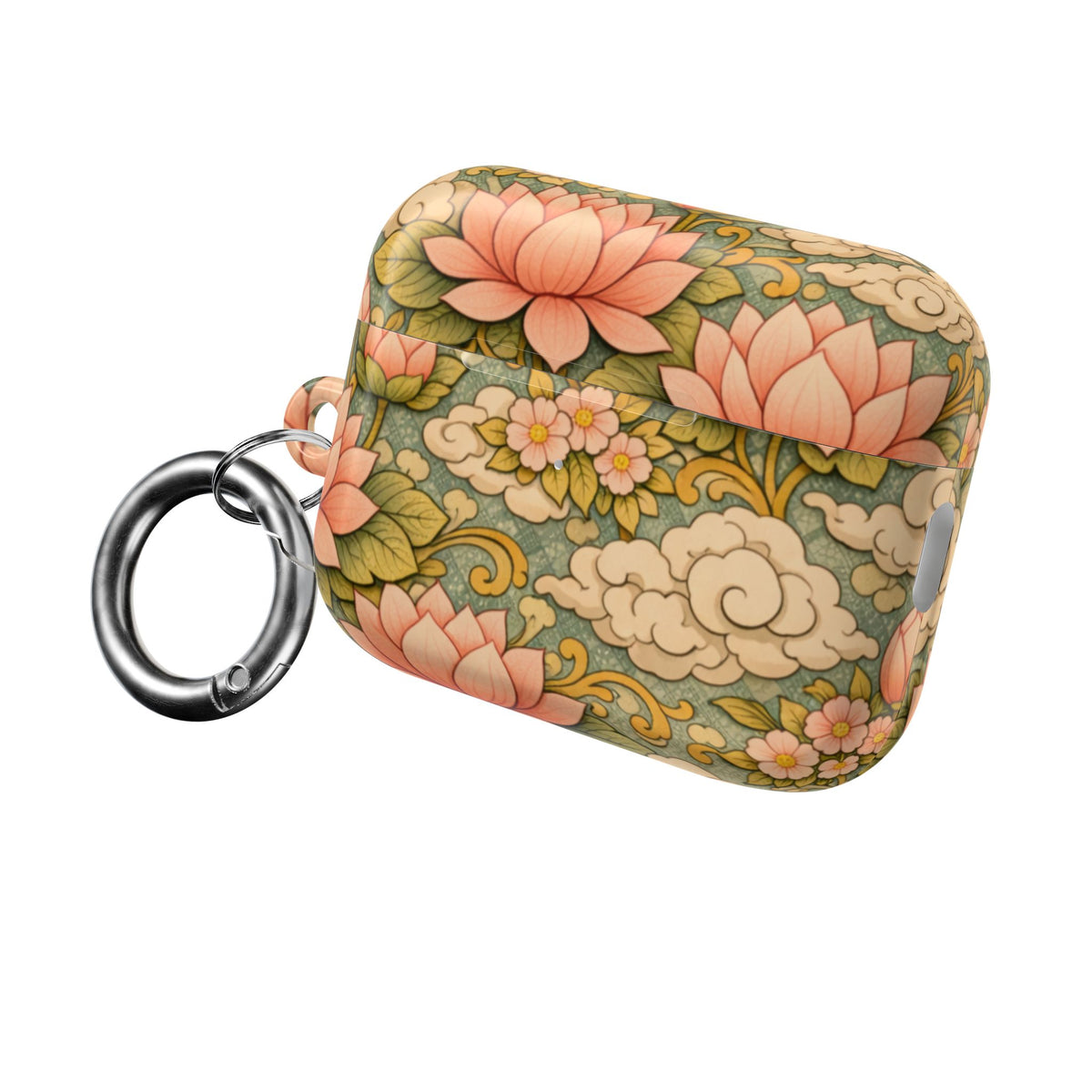 Bodhisattva Kwan Yin's Lotus AirPod Case — Vintage Botanical Pattern Protective Cover