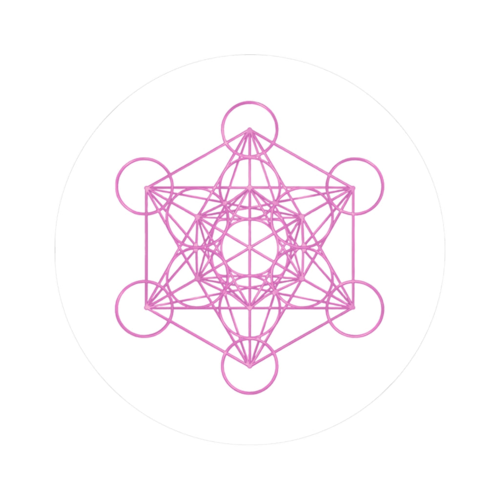 Pink Metatron's Cube Kiss-Cut Sticker — Sacred Geometry Decal
