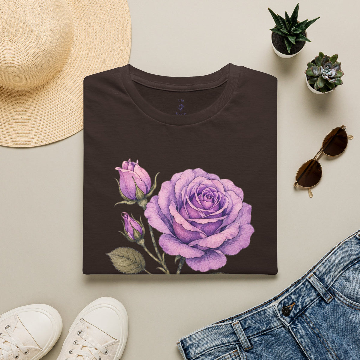 Vintage Purple Rose Floral T-Shirt — Master Portia's Rose Tee — The Sisterhood of The Rose