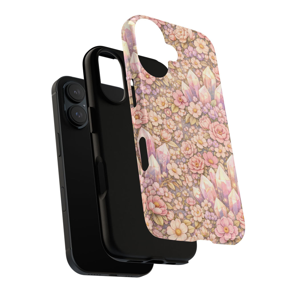 iPhone Case — Angelic Crystal Garden Phone Case — Pink Floral Quartz Protective Cover