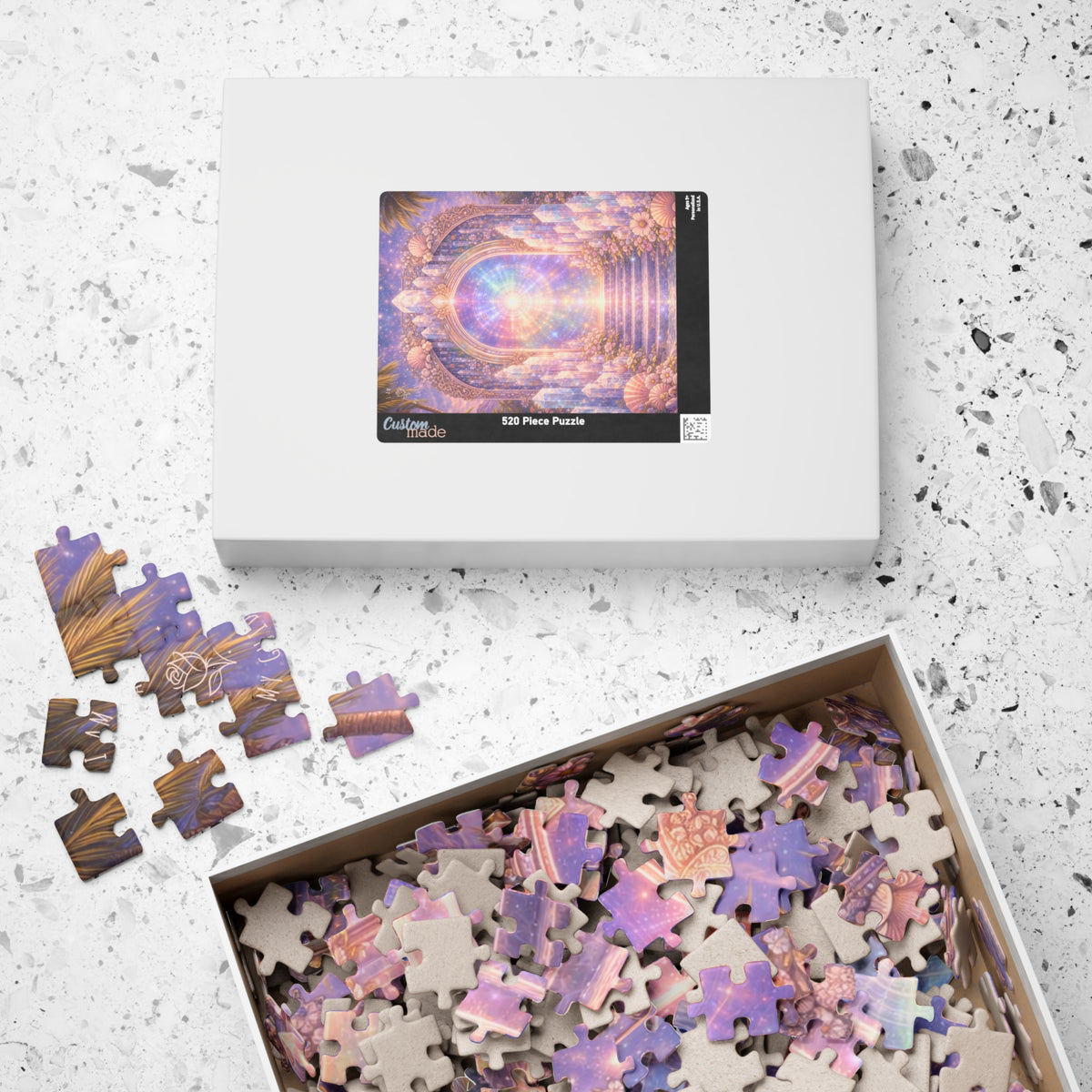 Lemurian Crystal Portal Jigsaw Puzzle — Ethereal Stairway to Light (110/252/520 pcs)