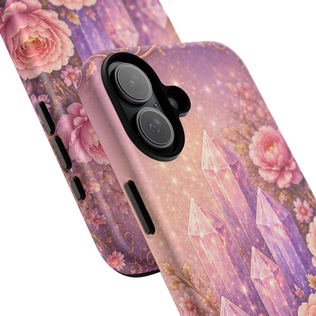 Lilac Quartz Garden Phone Case — Pink Floral Gemstone iPhone Cover