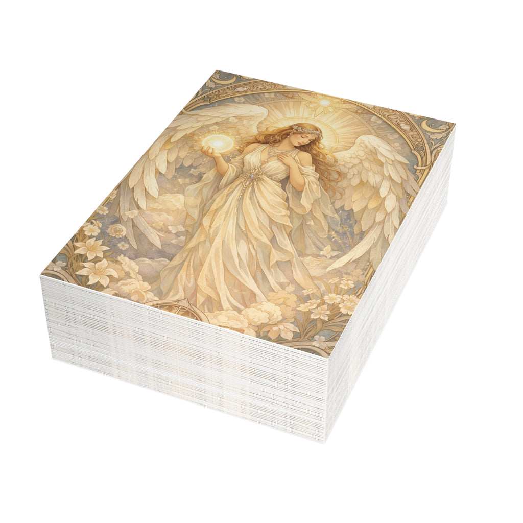Birthday Angel Sitael Greeting Cards — Ethereal Angel Floral Blank Note Cards (Single or Pack of 10/30/50)