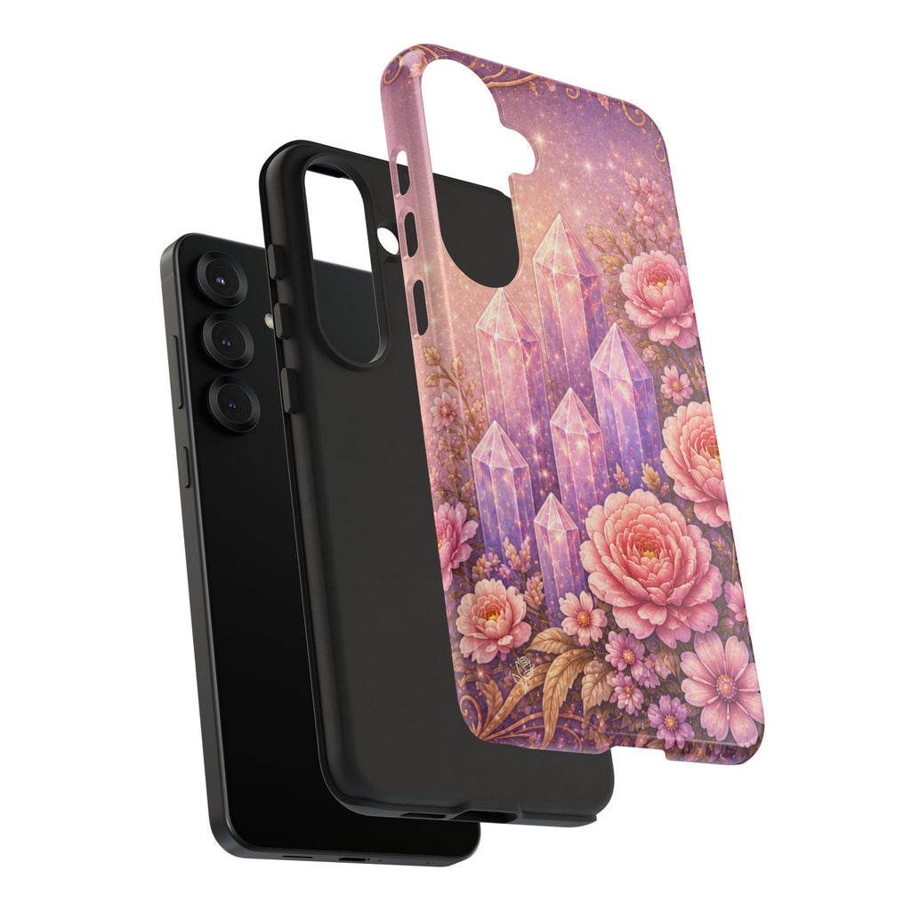Samsung Galaxy Crystal Garden Phone Case — Pink Floral Crystal Phone Cover