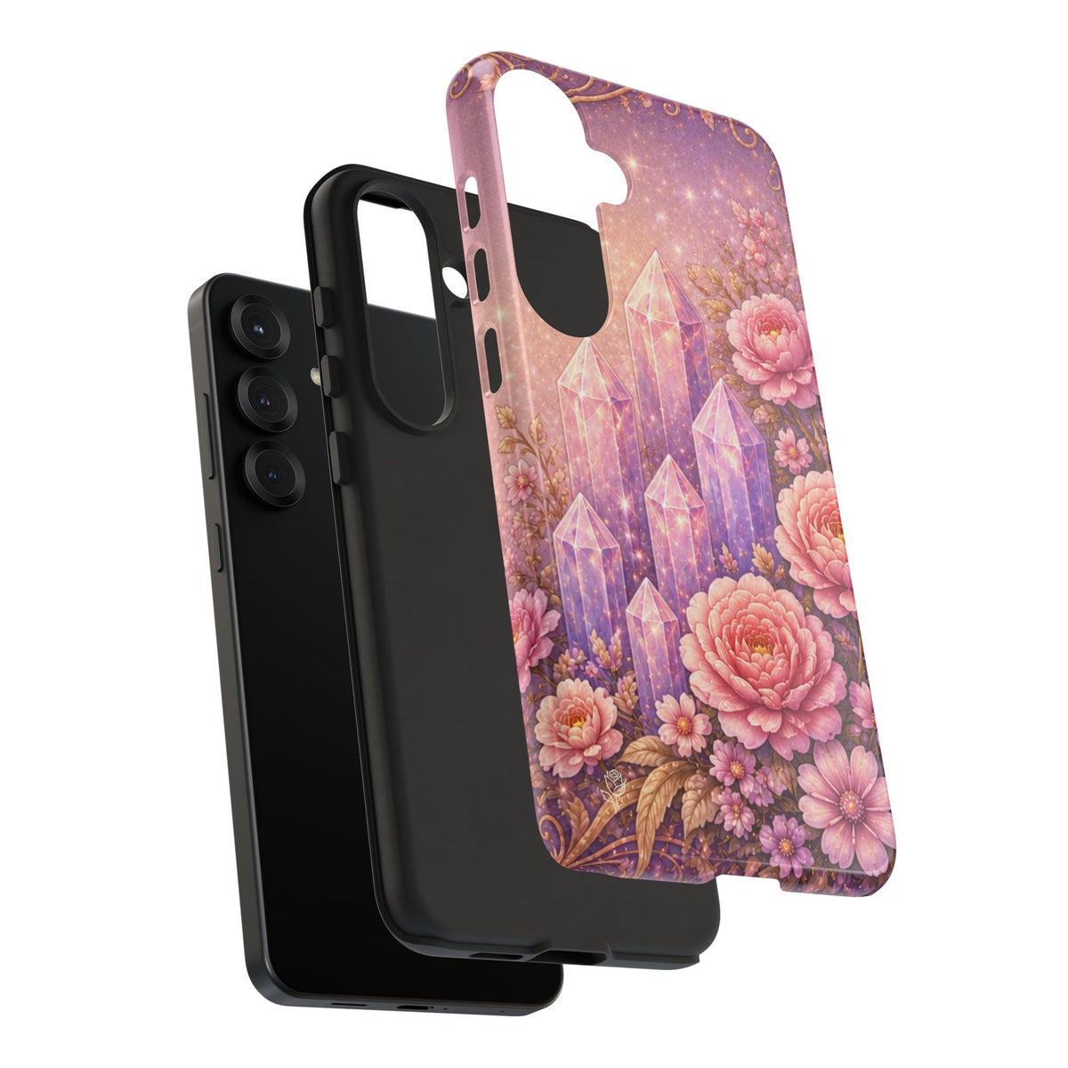 Samsung Galaxy Crystal Garden Phone Case — Pink Floral Crystal Phone Cover