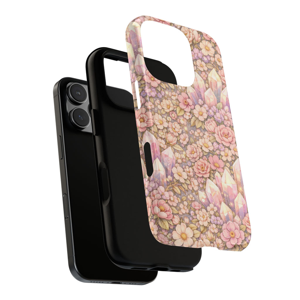 iPhone Case — Angelic Crystal Garden Phone Case — Pink Floral Quartz Protective Cover