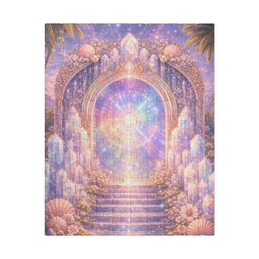 Lemurian Crystal Portal Jigsaw Puzzle — Ethereal Stairway to Light (110/252/520 pcs)