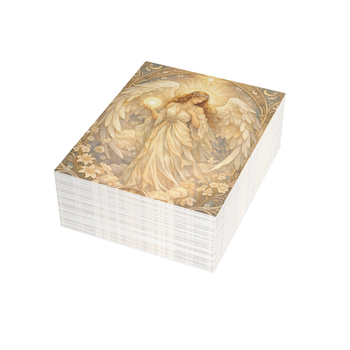 Birthday Angel Sitael Greeting Cards — Ethereal Angel Floral Blank Note Cards (Single or Pack of 10/30/50)