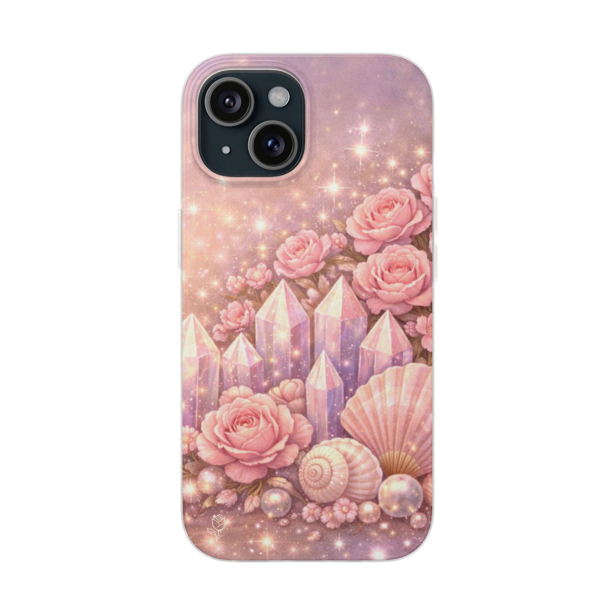 iPhone Case Lemurian Rose Crystal Garden — Sparkling Pastel Floral iPhone Cover