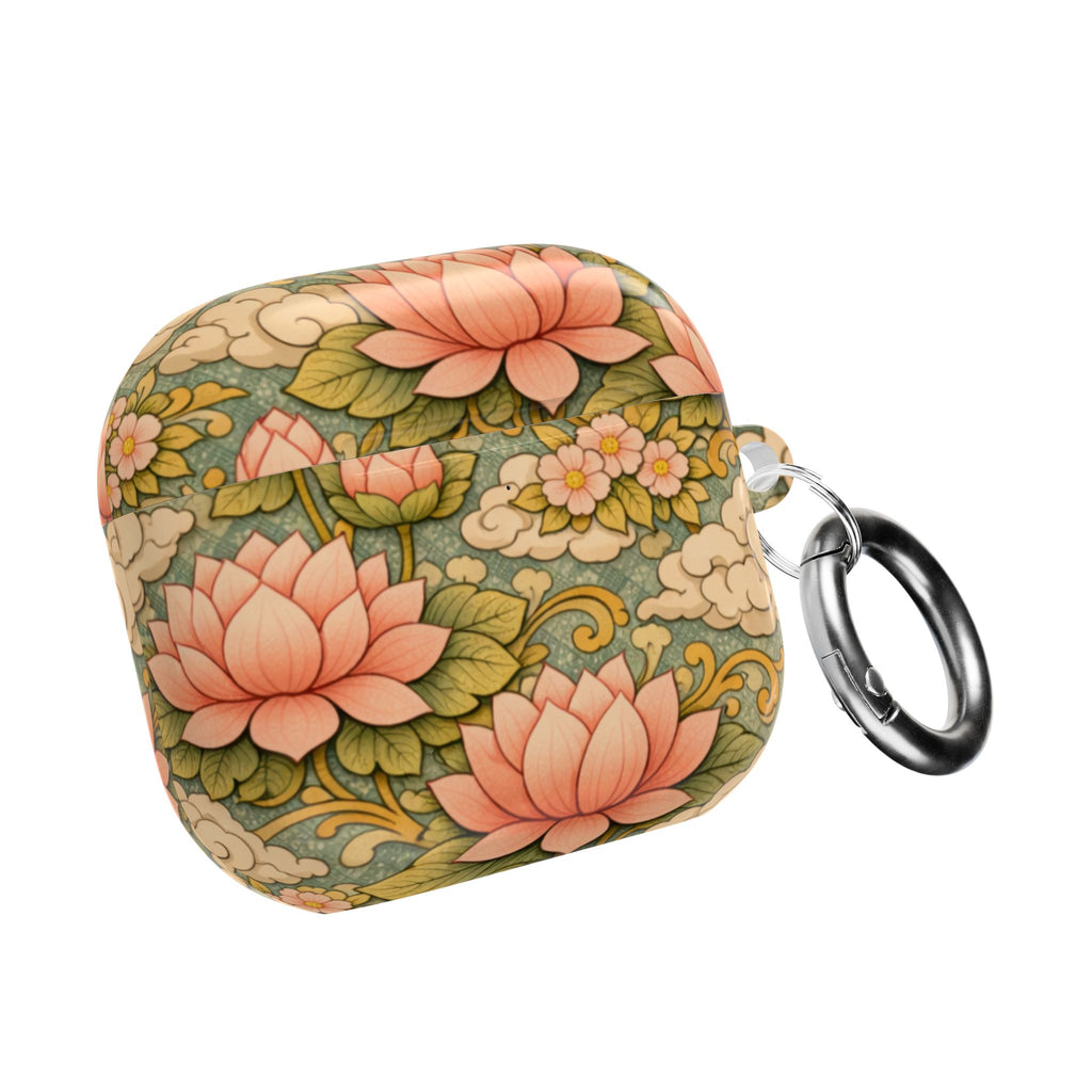 Bodhisattva Kwan Yin's Lotus AirPod Case — Vintage Botanical Pattern Protective Cover