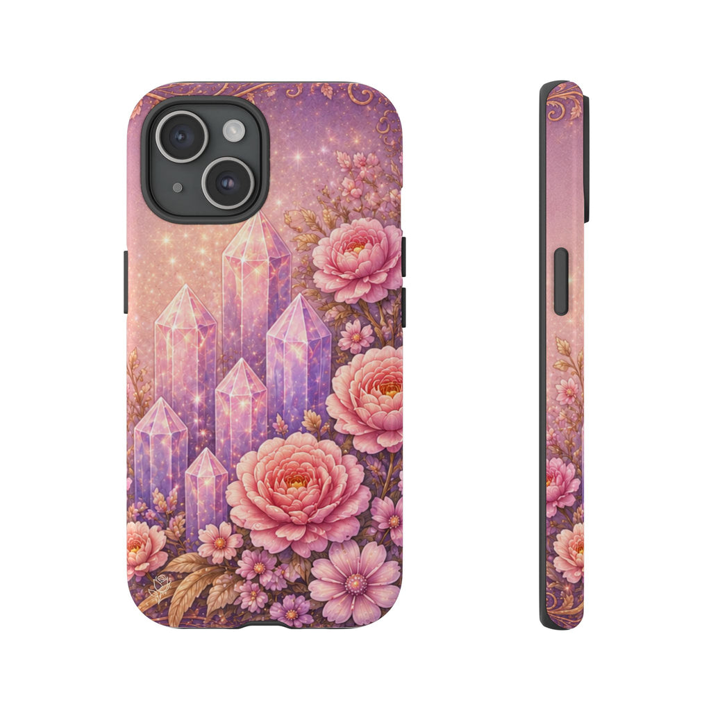 Lilac Quartz Garden Phone Case — Pink Floral Gemstone iPhone Cover
