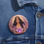 Master Portia Pin Button — Violet Flame Enamel Badge
