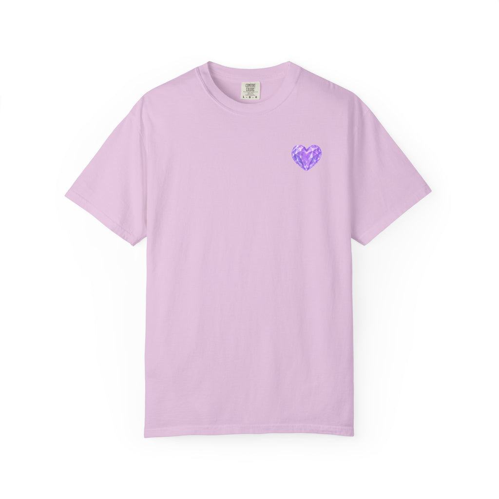 Violet Diamond Crystalline Heart T-Shirt — Purple Gem Graphic Tee