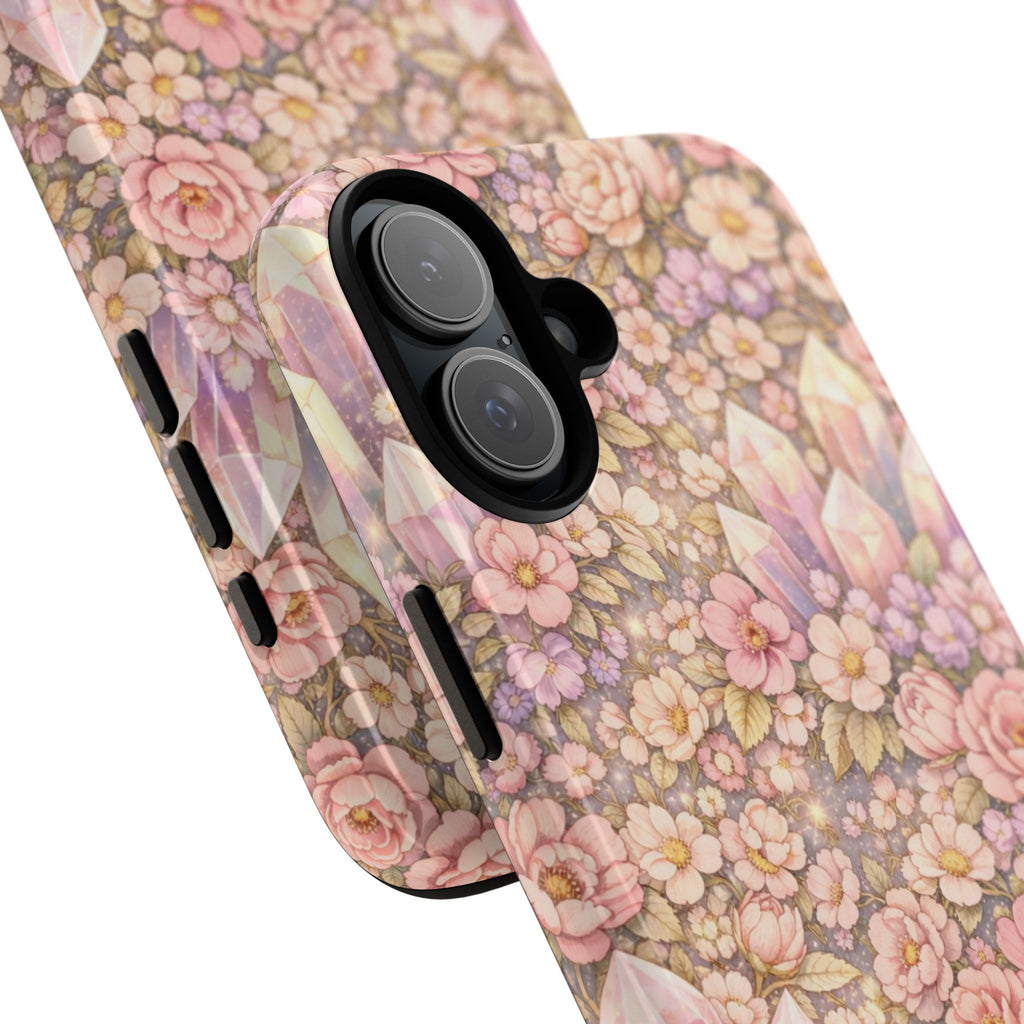 iPhone Case — Angelic Crystal Garden Phone Case — Pink Floral Quartz Protective Cover