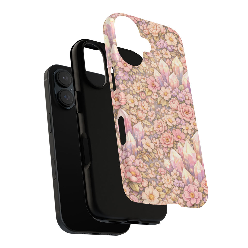 iPhone Case — Angelic Crystal Garden Phone Case — Pink Floral Quartz Protective Cover