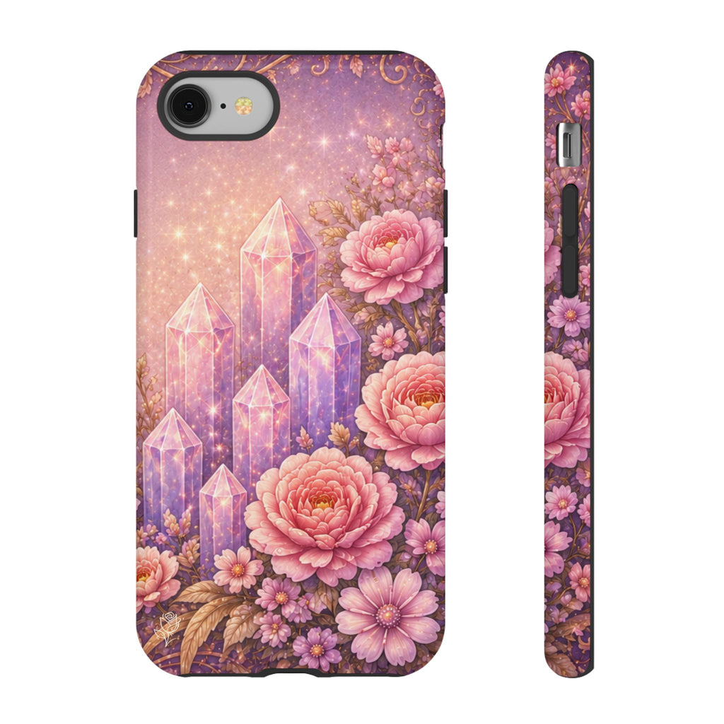 Lilac Quartz Garden Phone Case — Pink Floral Gemstone iPhone Cover
