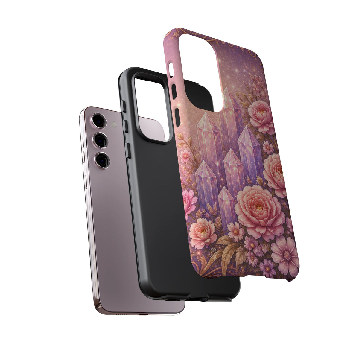 Samsung Galaxy Crystal Garden Phone Case — Pink Floral Crystal Phone Cover