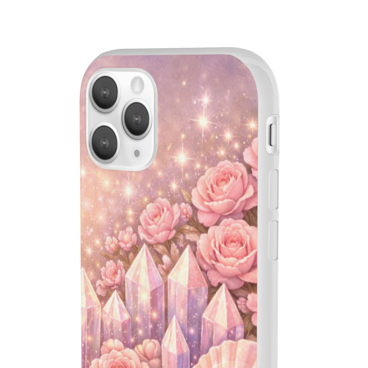 iPhone Case Lemurian Rose Crystal Garden — Sparkling Pastel Floral iPhone Cover