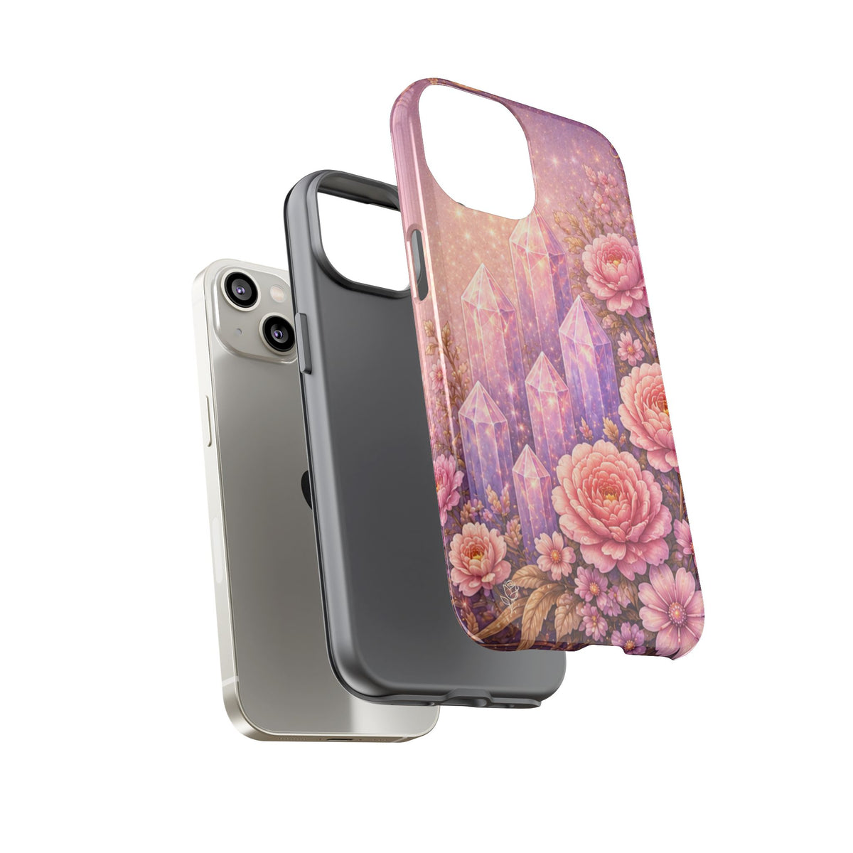 Lilac Quartz Garden Phone Case — Pink Floral Gemstone iPhone Cover
