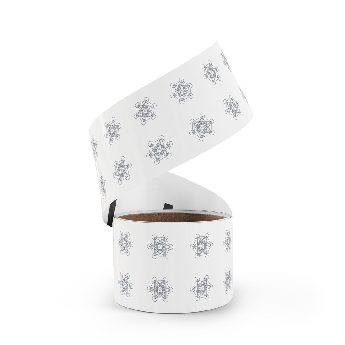 Silver Metatron's Cube Round Sticker Rolls — Sacred Geometry Labels (Pack)