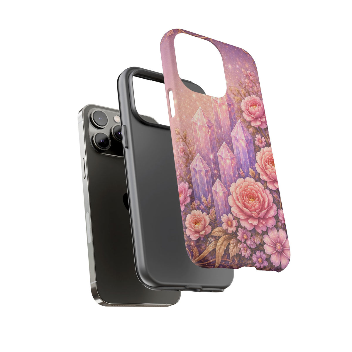 Lilac Quartz Garden Phone Case — Pink Floral Gemstone iPhone Cover