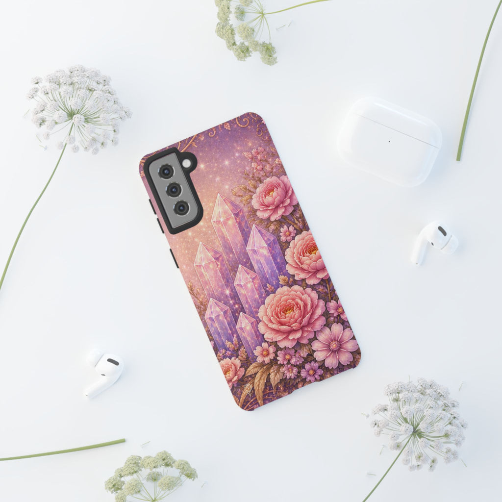 Samsung Galaxy Crystal Garden Phone Case — Pink Floral Crystal Phone Cover