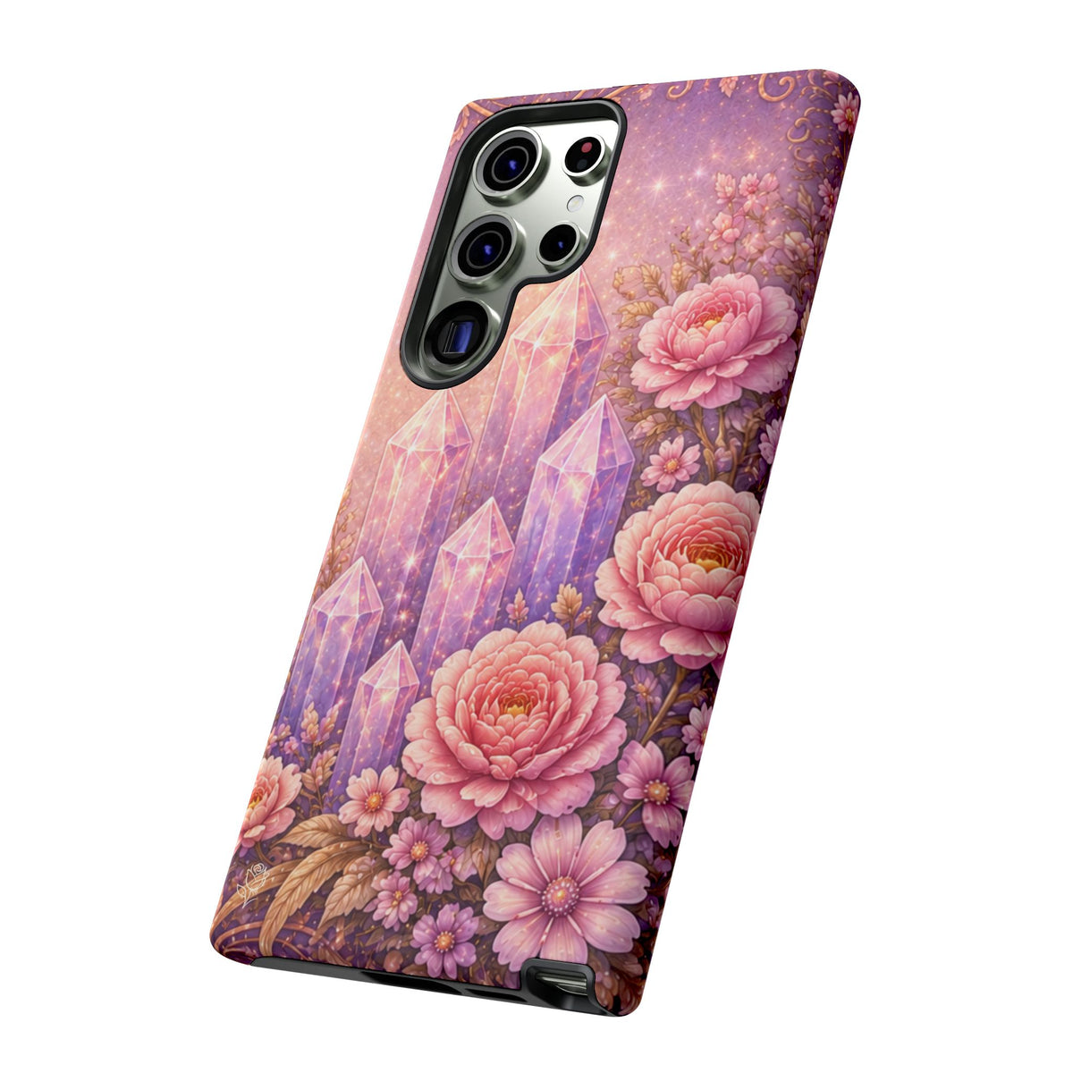 Samsung Galaxy Crystal Garden Phone Case — Pink Floral Crystal Phone Cover