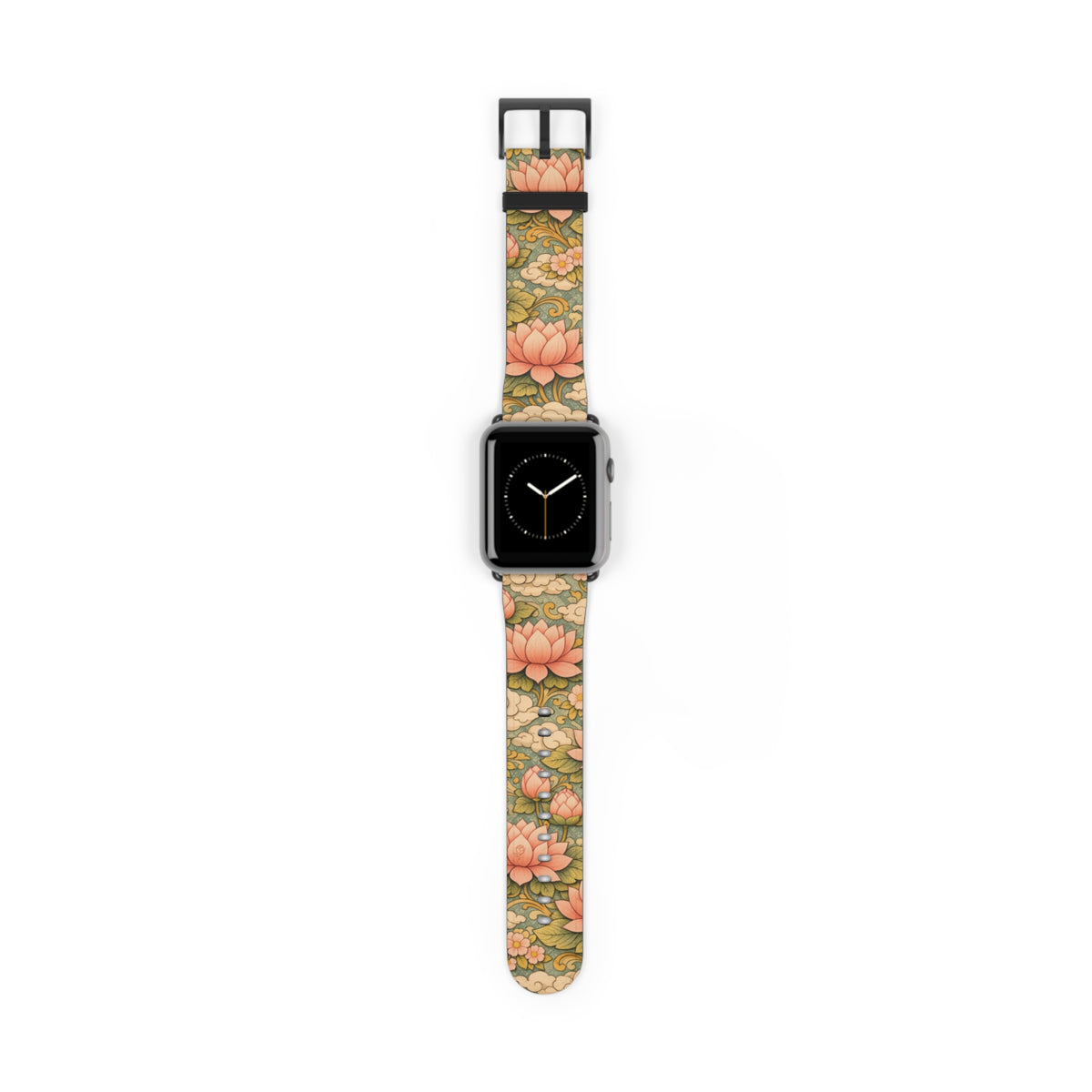 Bodhisattva Kuan Yin's Lotus Garden iWatch Band — Kwan Yin (Chenrezig) Vintage Lotus Pattern Strap for Apple Watch