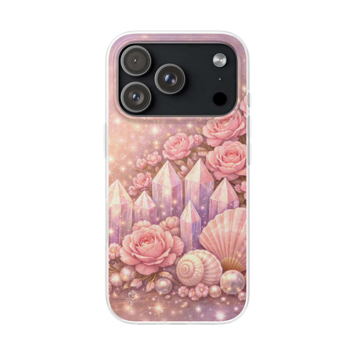 iPhone Case Lemurian Rose Crystal Garden — Sparkling Pastel Floral iPhone Cover