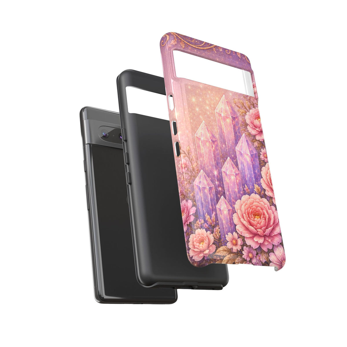 Google Pixel Lilac Quartz Garden Phone Case — Pink Floral Crystal Phone Cover
