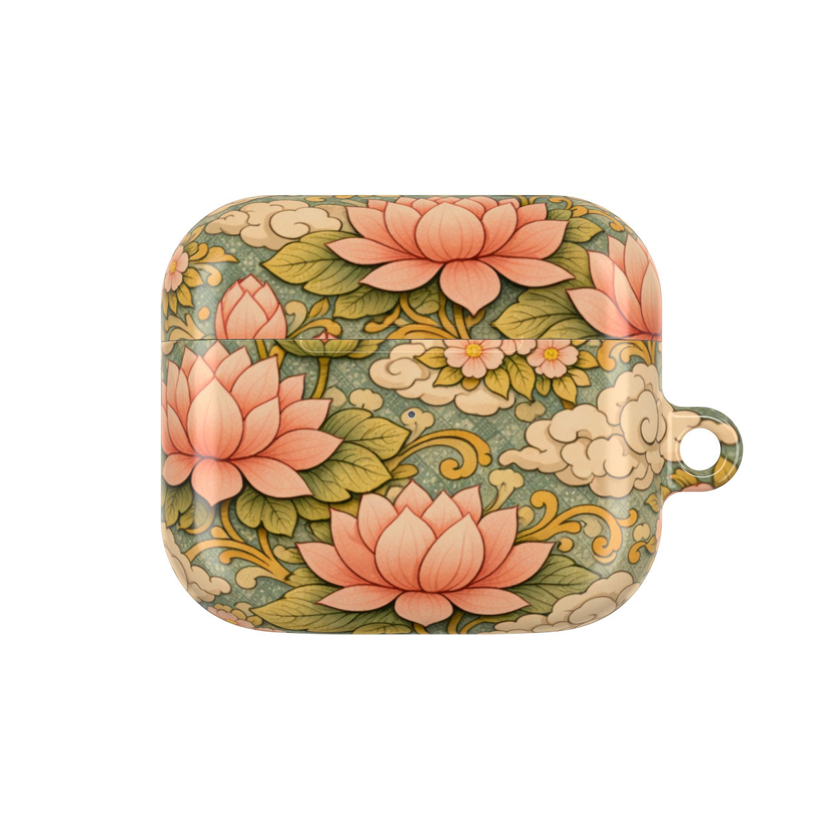 Bodhisattva Kwan Yin's Lotus AirPod Case — Vintage Botanical Pattern Protective Cover