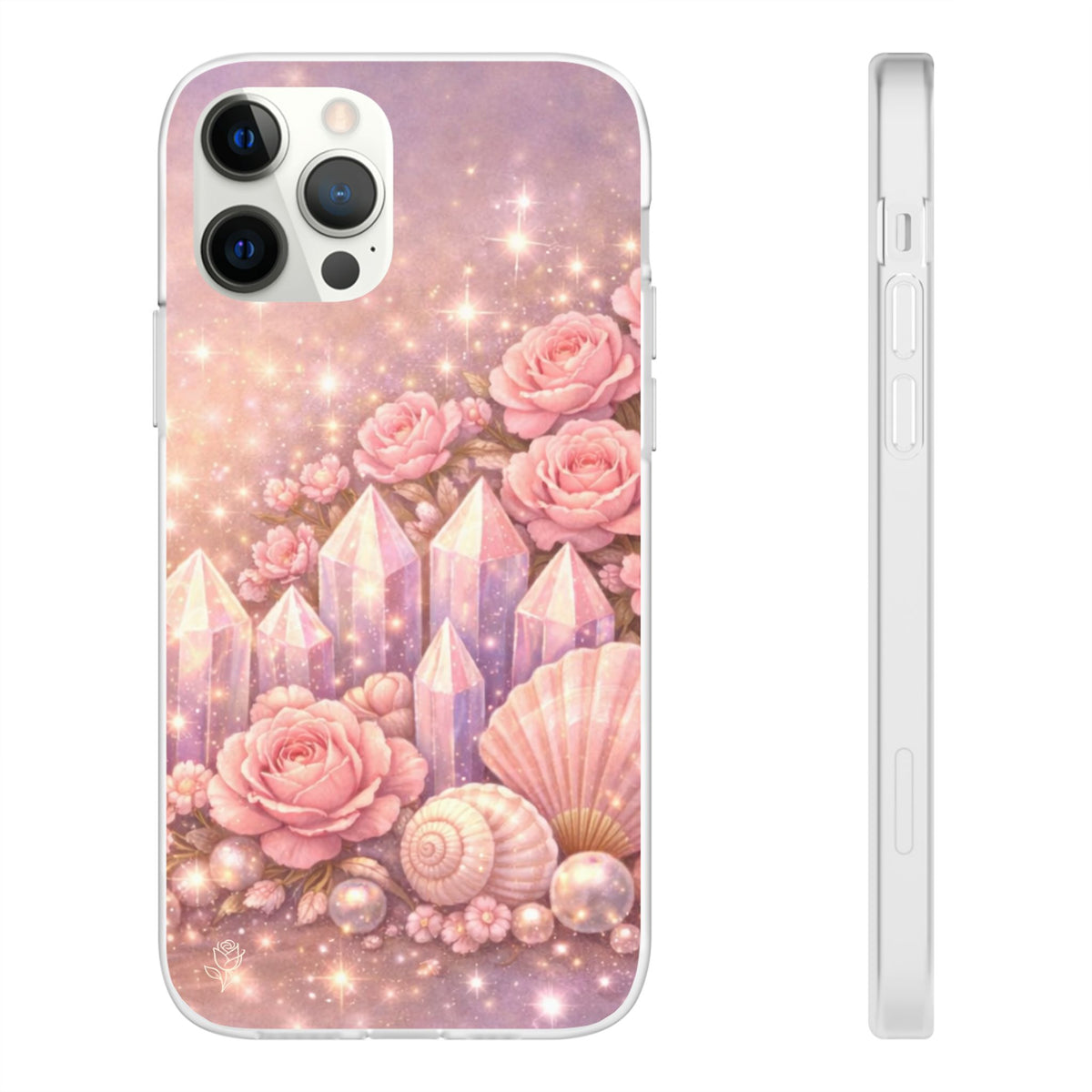 iPhone Case Lemurian Rose Crystal Garden — Sparkling Pastel Floral iPhone Cover