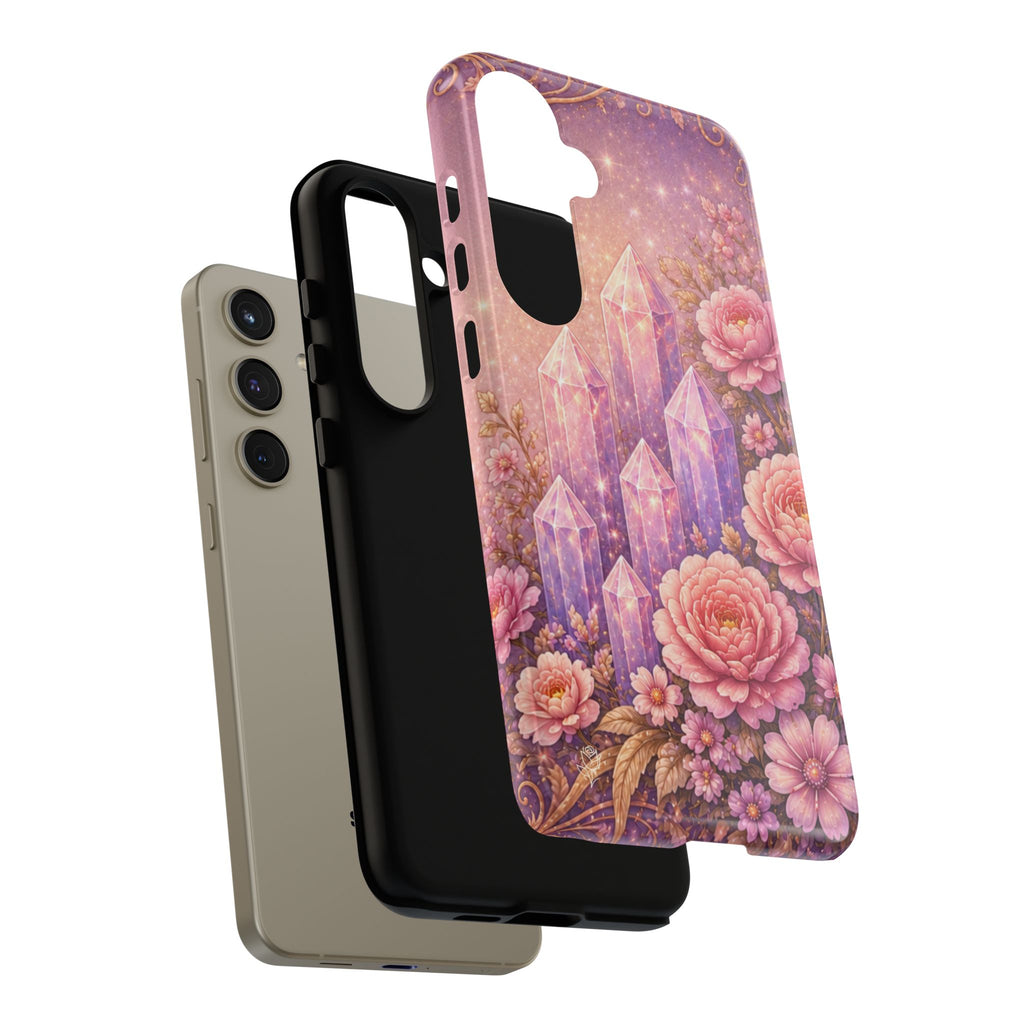 Samsung Galaxy Crystal Garden Phone Case — Pink Floral Crystal Phone Cover