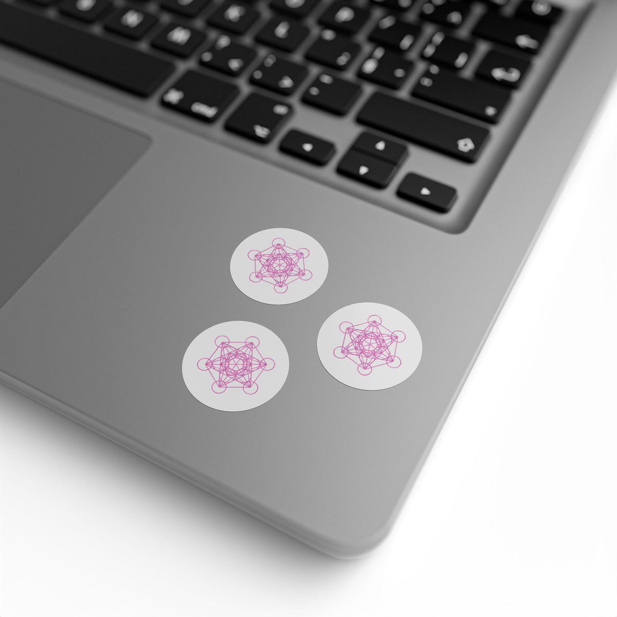 Pink Metatron's Cube Round Sticker Rolls — Sacred Geometry Labels (Pack)