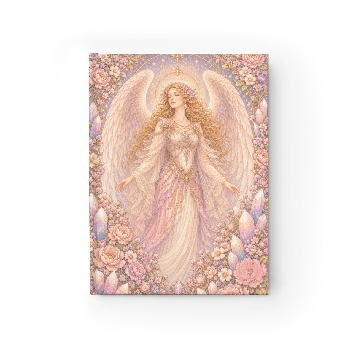 Archangel Glory (Archeia Shekinah) Journal — Blank (Unlined) Pages — Floral Crystal Blank Notebook