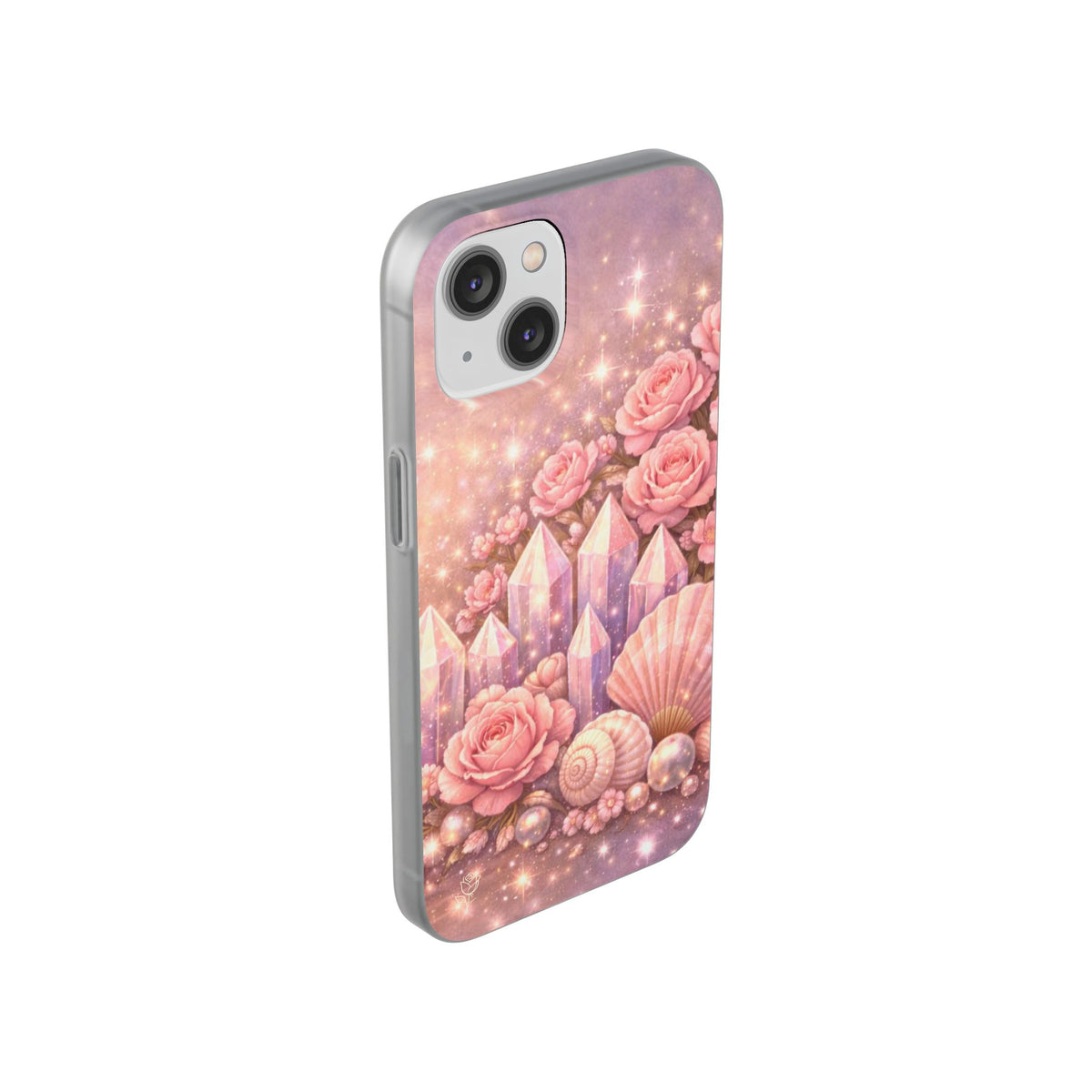 iPhone Case Lemurian Rose Crystal Garden — Sparkling Pastel Floral iPhone Cover