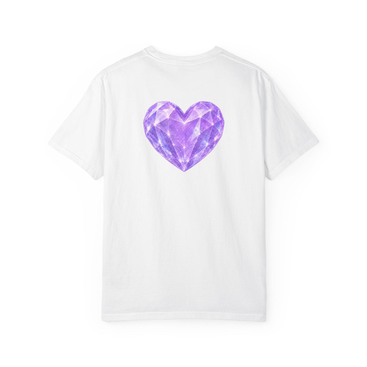 Violet Diamond Crystalline Heart T-Shirt — Purple Gem Graphic Tee