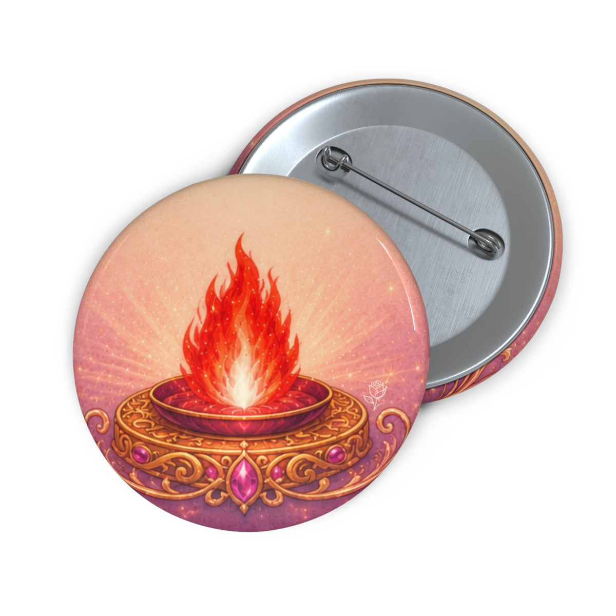 The Flame of Awakening Pin Button — Decorative Enamel-style Badge