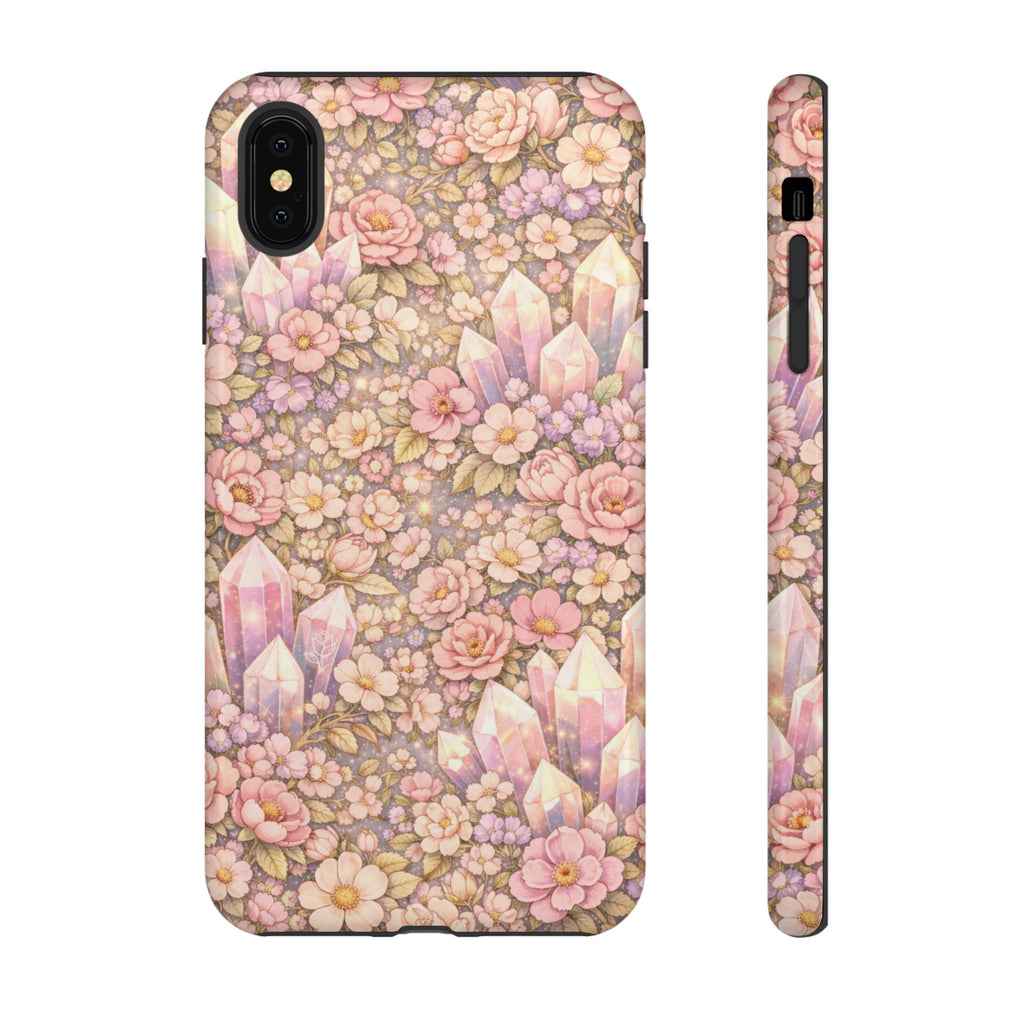 iPhone Case — Angelic Crystal Garden Phone Case — Pink Floral Quartz Protective Cover