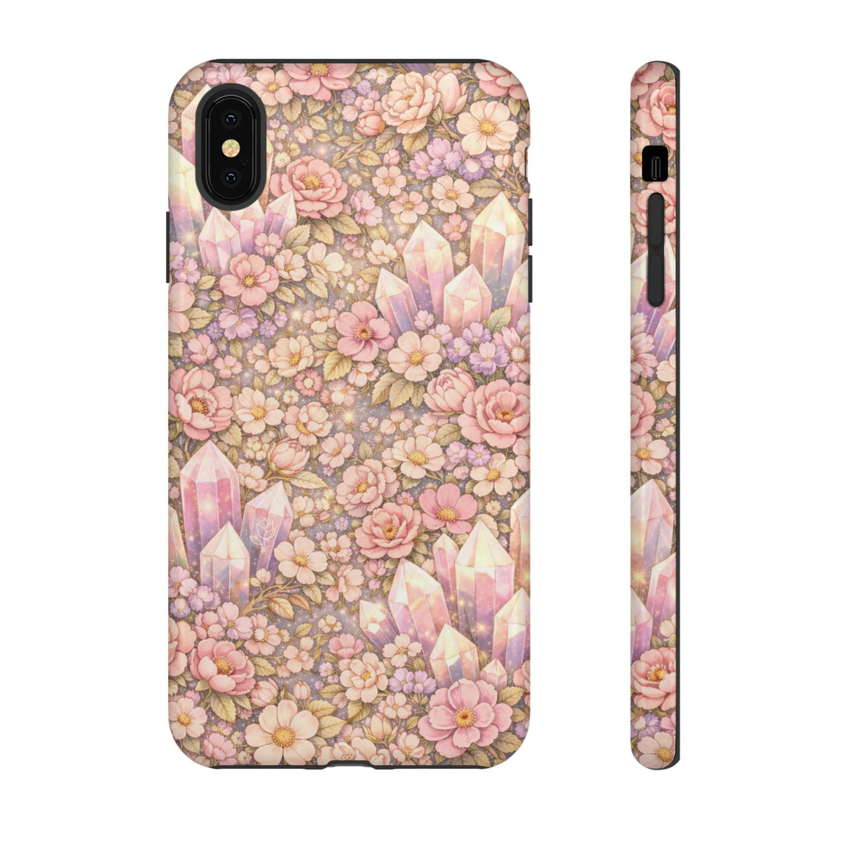 iPhone Case — Angelic Crystal Garden Phone Case — Pink Floral Quartz Protective Cover