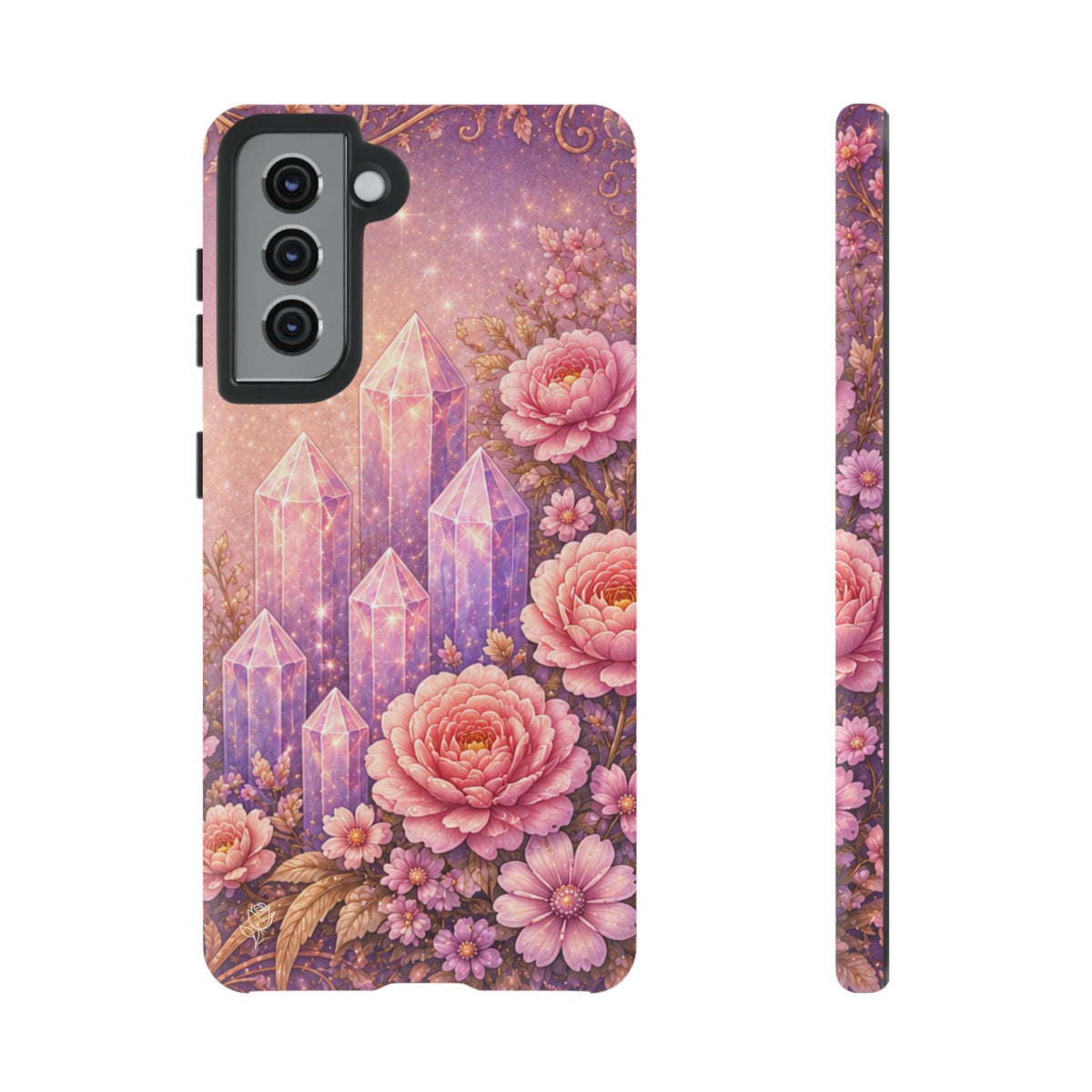 Samsung Galaxy Crystal Garden Phone Case — Pink Floral Crystal Phone Cover
